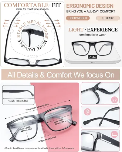 Miniatura 5 de MARE AZZURO Lentes de lectura bifocales para hombre, con bloqueo de luz azul, para lectores 1.0, 1.25, 1.5, 1.75, 2.0, 2.25, 2.5, 2.75, 3.0, 3.5