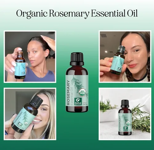 Miniatura 2 de Aceite de romero orgánico certificado para el cabello, aceite esencial de romero orgánico puro USDA para cabello, piel y uñas, además