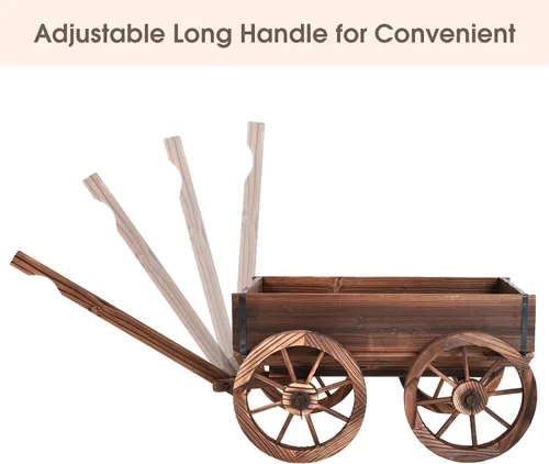 Miniatura 3 de LDAILY Moccha - Carro de madera con 4 ruedas para maceta de flores y flores, para el hogar, jardín, interior y exterior