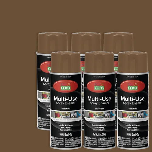 Miniatura 39 de Pintura en aerosol, 12 onzas, paquete de 6 (mezcla de colores cálidos: blanco brillante, rojo rubí, naranja, amarillo, marrón, negro brillante)