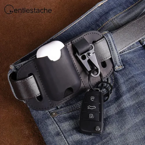 Miniatura 5 de Gentlestache Funda de cuero para Zippo, Funda de cuero Zippo, Funda de cuero para AirPods, Bolsa más ligera para cinturón Negro