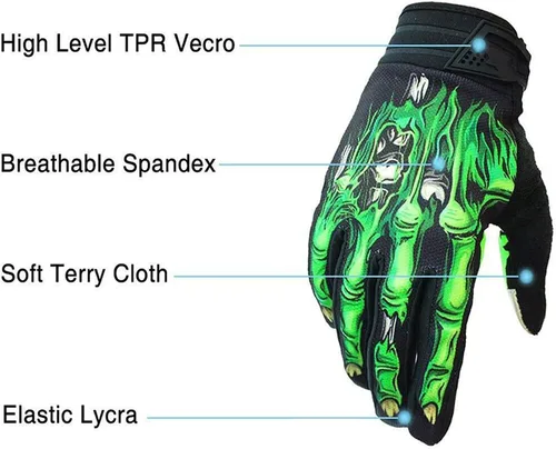 Miniatura 3 de Guantes de ciclismo de esqueleto, guantes de motocicletas, para vehículos todoterreno MTB, guantes de bicicleta, absorción de golpes, diseño