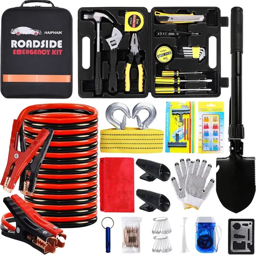 Miniatura 7 de HAIPHAIK Kit de emergencia en carretera para automóvil, kits de emergencia para vehículos, kits de seguridad para automóviles, kit de cables