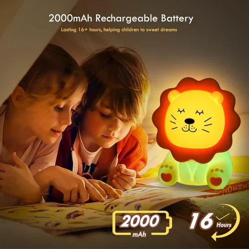 Miniatura 4 de Luz Nocturna para Niños, Luz Nocturna de Silicona Suave de 7 Colores con 3 Niveles de Atenuación, Luz Nocturna Recargable Antideslumbrante