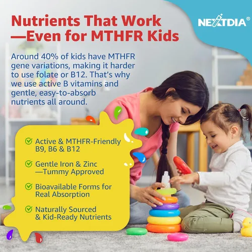 Miniatura 4 de Gomitas multivitamínicas para niños con hierro, sin azúcar, vitaminas diarias para niños + probióticos, Omega 3 de algas (EPA/DHA), A, C, D, metil