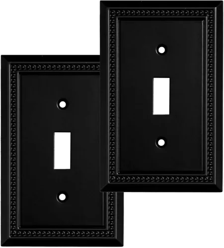Miniatura 40 de Henne Bery Sunken Pearls - Placa de interruptor/placa de pared y cubierta de salida (decorador individual, 2 unidades, negro mate)