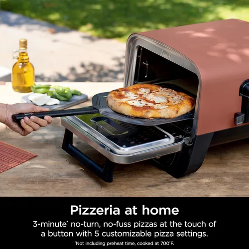 Miniatura 4 de Horno de pizza de leña al aire libre Ninja, asador eléctrico portátil 8 en 1, calienta hasta 700°F, 5 configuraciones de pizza artesanal, caja