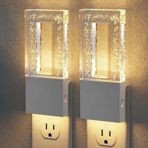 Miniatura 12 de JandCase Luces nocturnas enchufables a la pared, sensor de atardecer a amanecer, LED blanco suave de 3000 K, diseño acrílico, brillo ajustable de 0