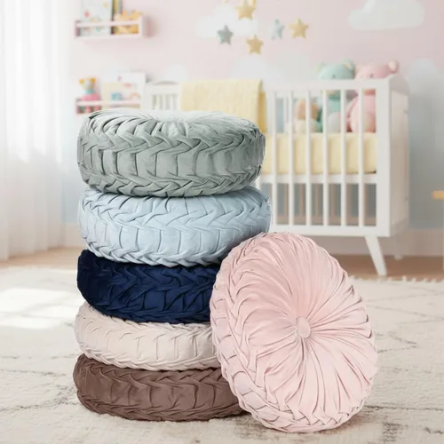 Miniatura 8 de Yerliker 6 cojines de suelo redondos de terciopelo de 15 pulgadas, cojines flexibles y coloridos para sofá, silla, sala de estar, dormitorio