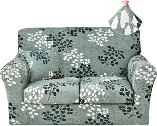 Miniatura 25 de JQinHome Funda elástica para sofá de 2 piezas Fundas para sofá, funda para sillón con funda de cojín separada para silla, protector de muebles