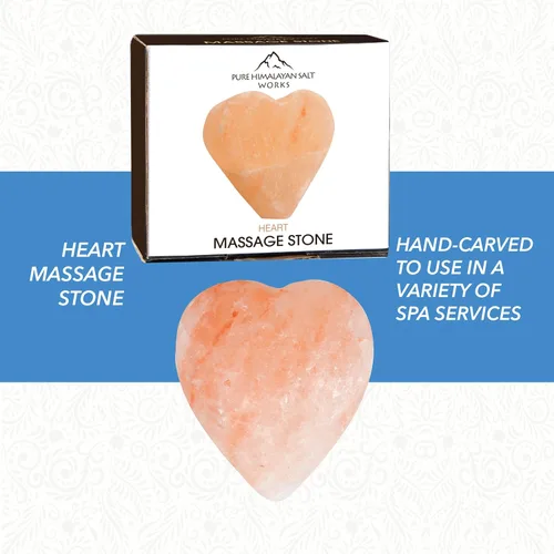 Miniatura 3 de Pure Himalayan Salt Works Piedra de masaje de corazón, piedra tallada a mano de cristal rosa para terapia de masaje, desodorante y exfoliantes