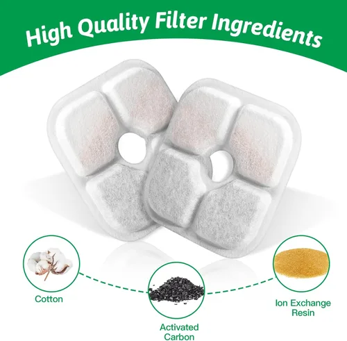 Miniatura 7 de Filtros de repuesto para fuente de agua para gatos aptos para fuente de 2.5 L con patrón de bigotes, filtro de fuente de agua de triple acción