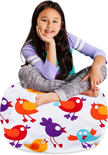 Miniatura 45 de Posh Stuffable - Sillón puff con almacenamiento para niños, contenedor de animales de peluche, organizador de juguetes de niños Lona rayas verde