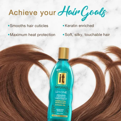 Miniatura 2 de Increíble tratamiento para el cabello sin enjuague 12 en uno, impregnado con queratina y aceite de argán para un cabello suave y sedoso y brillo