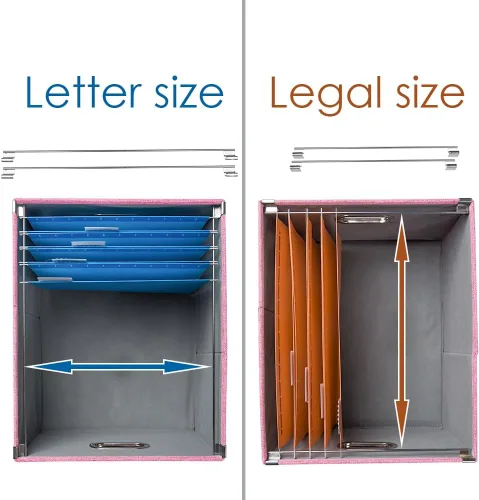 Miniatura 6 de PRANDOM Caja Organizadora de Archivos - Juego de 1 Caja de Almacenamiento de Archivos Colgantes Plegable Decorativa de Lino con Tapas para Gabinete