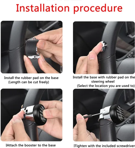 Miniatura 7 de muekzru Pomo giratorio para volante compatible con cualquier volante, fibra de carbono y pomo de rodamiento de bolas de metal para automóvil