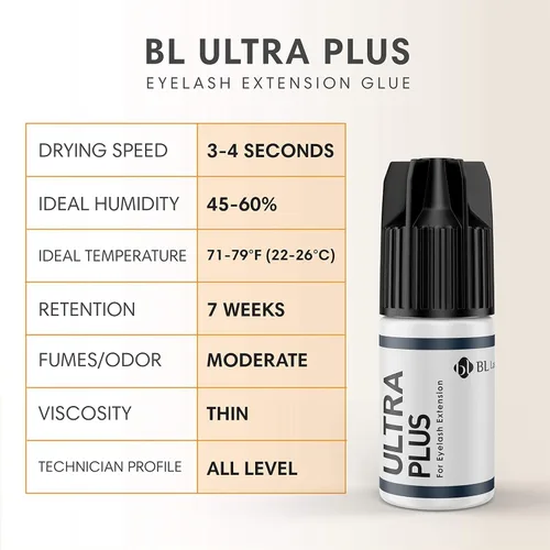 Miniatura 4 de BL Lashes Ultra Plus - Pegamento de extensión de pestañas extra fuerte, secado de 2 a 3 segundos, gran retención de 7 semanas, adhesivo negro, larga