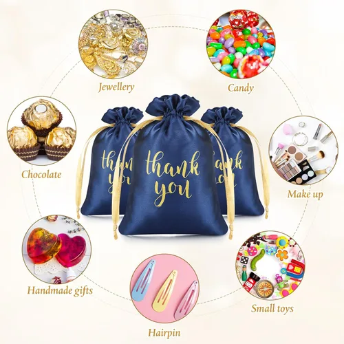 Miniatura 7 de Roowest 100 Piezas Bolsas de Regalo de Satén con Cordón de Agradecimiento Bolsas para Joyas y Dulces para Bodas, Despedidas de Soltera, Baby Shower