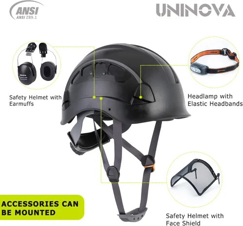Miniatura 5 de Casco de seguridad – Casco aprobado por ANSI Z89.1 ajustable – Suspensión de trinquete de 6 puntos y cascos OSHA