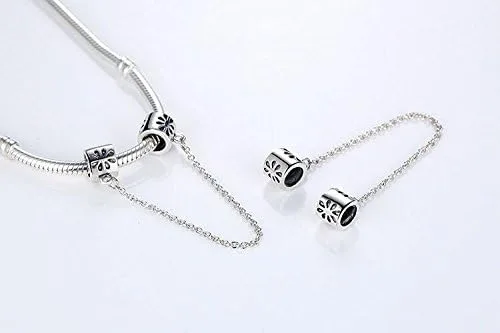 Miniatura 2 de Abalorio de cadena de seguridad de plata de ley 925 apto para pulseras y collares de moda, Plata esterlina
