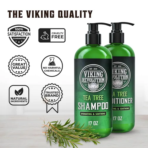 Miniatura 2 de Viking Revolution Juego de champú y acondicionador de árbol de té, hidrata, hidrata y alivia el cuero cabelludo seco y con picazón, con aceite