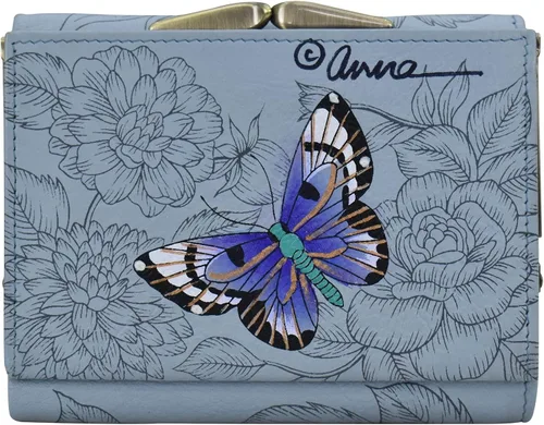 Miniatura 2 de Anna by Anuschka Cartera de tres pliegues pintada a mano para mujer de cuero