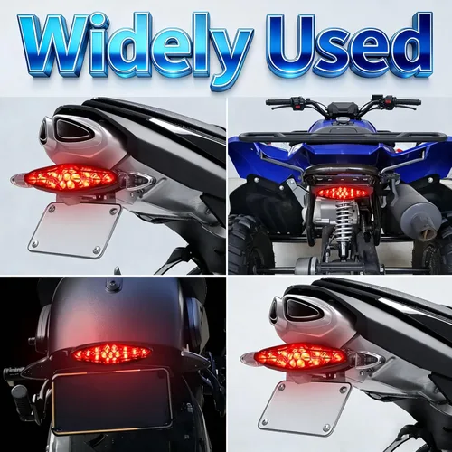Miniatura 6 de Luz trasera universal de 15 LEDs para motocicleta, luz de freno con soporte de placa compatible con Honda Yamaha Suzuki para Street Bike Sport Bike