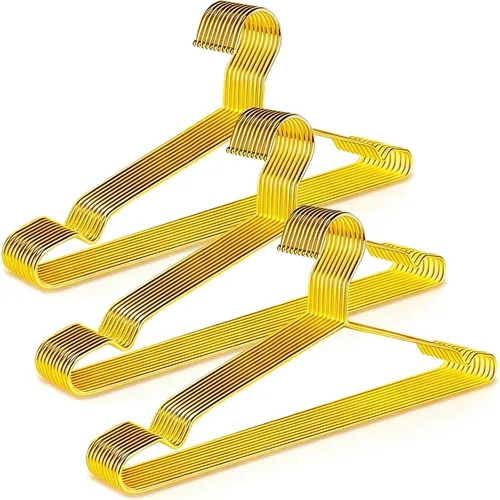 Paquete de 30 perchas de acero inoxidable dorado para ropa, ganchos de metal con alambre fuerte, perchas estándar, ideales para uso diario, 17.7