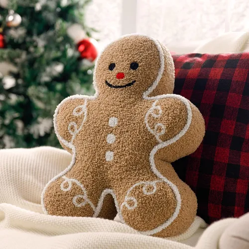Miniatura 9 de Phantoscope - Funda de almohada de Navidad de la serie Gingerbread, almohada decorativa de Navidad con forma de chica de jengibre de peluche