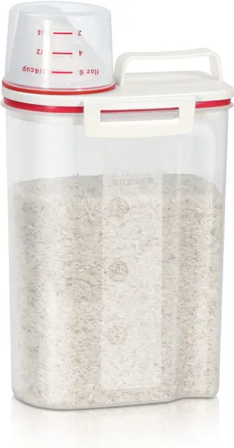 Miniatura 9 de TBMax Contenedor de arroz 1.8 kg / 4 libras Dispensador de arroz con taza de medición, contenedor de almacenamiento de alimentos para cocina