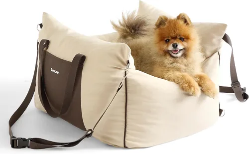 Lesure Asiento de automóvil para perros pequeños - Asiento elevador para perro con parte inferior impermeable, correa de seguridad con clip y