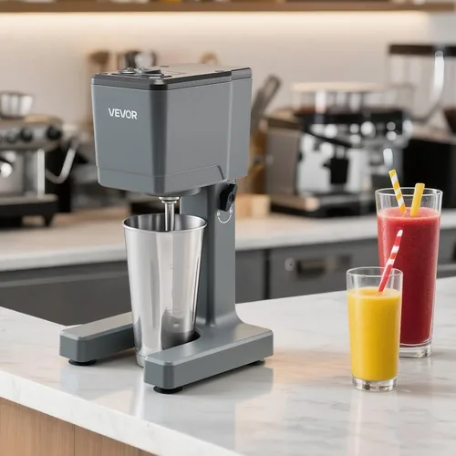 Miniatura 8 de VEVOR Batidora, máquina de batido de una sola cabeza de 150 W, altura ajustable, mezclador de bebidas de ajuste de doble velocidad con taza de acero