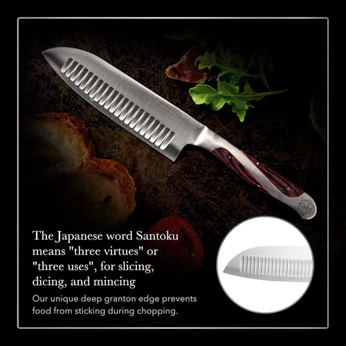 Miniatura 5 de Hammer Stahl - Cuchillo Santoku de estilo japonés de 7.5 pulgadas Cuchillo de cocina de acero inoxidable de alto carbono Cuchillo de cortar