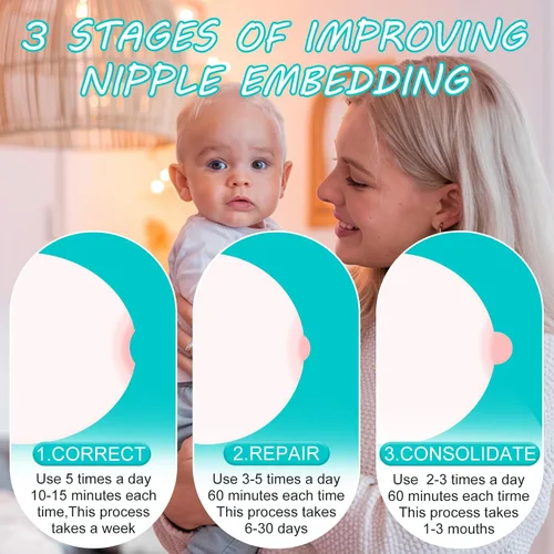 Miniatura 4 de Kit de corrección de pezones invertidos con dispositivo de succión de niplette, chupones de pezones para presión y crema orgánica, corrector