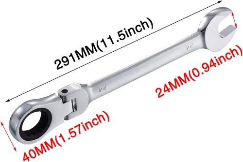 Miniatura 2 de KATUR Juego de llaves de trinquete de 0.945 in con cabezal giratorio flexible, llave combinada de trinquete, herramienta métrica de acero al cromo