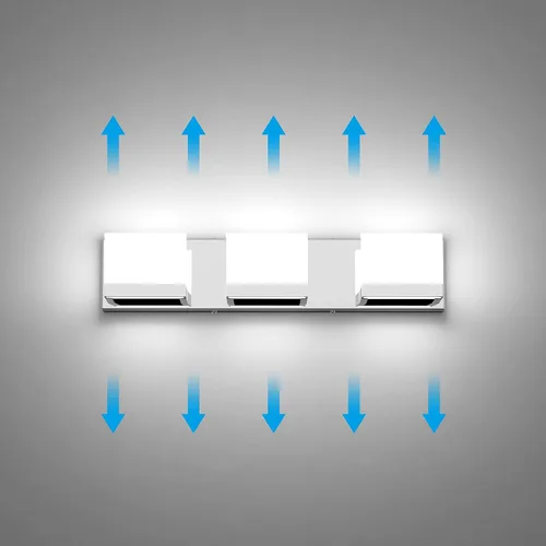 Miniatura 3 de Tipace - 3 Lámparas regulables de tocador, modernas, cromadas, con luz led arriba y abajo, para colocarlas en la pared o sobre el espejo del tocador