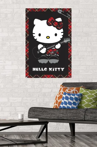 Miniatura 2 de Hello Kitty: 22 Póster de pared rojo punk, 34 pulgadas de largo x 22.4 pulgadas de ancho, versión sin marco