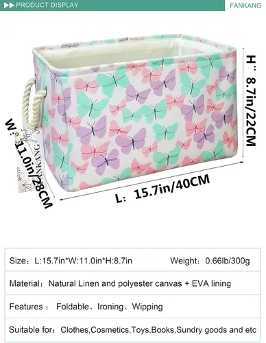 Miniatura 2 de Cesta rectangular de tela con estampado de dinosaurios para almacenamiento de guardería, cesta de almacenamiento, bolsa de libros, cestas de regalo