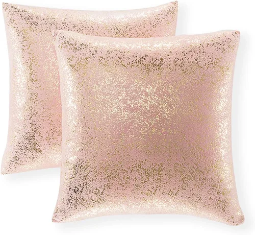 Miniatura 34 de Xinrjojo Juego de 2 almohadas brillantes en negro y dorado, almohadas suaves y brillantes decorativas, juego de fundas de almohada cuadradas negras