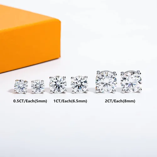 Miniatura 8 de Moissanite Stud Earrings 0.20.61246cttw D Color VVS1 Clarity Round Brilliant Cut Moissanite Diamond 925 Sterling Silver Post Earrings for Women Men