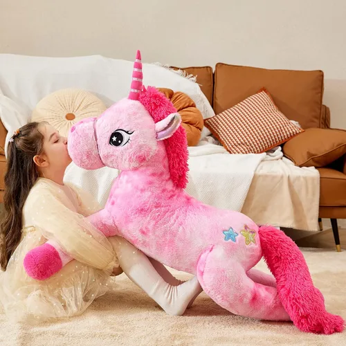 Miniatura 6 de IKASA Juguete de peluche de unicornio gigante, juguetes suaves grandes y bonitos, enorme tamaño grande, esponjoso, de gran tamaño, regalos