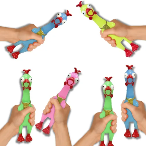 Miniatura 5 de Squeeze Me - Juguete de pollo de goma Pollo chirriante gritando para niños y perros Regalo novedoso de broma (1 paquete sólido)