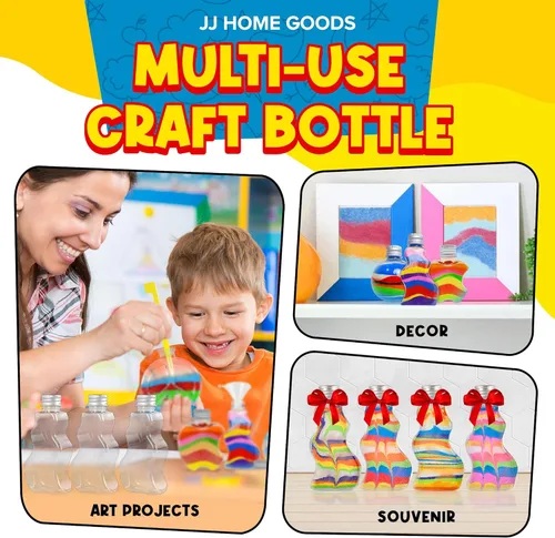Miniatura 6 de JJ CARE Botellas de arena [12 botellas de arena en forma de onda + 6 embudos pequeños y 6 grandes] Kit de arte de arena para niños de 3 años más
