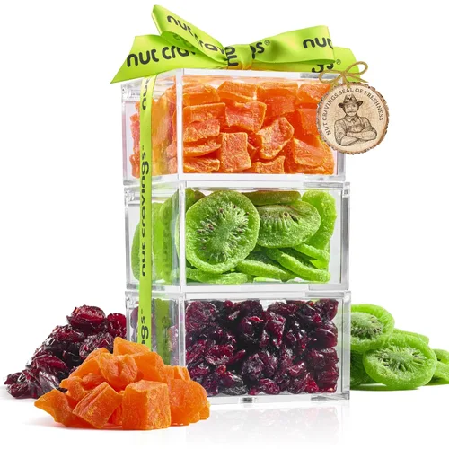 Miniatura 21 de NUT CRAVINGS - Cesta de regalo de frutas secas y nueces mixtas, torre roja + cinta de corazón (12 surtidos), arreglo de alimentos, paquete