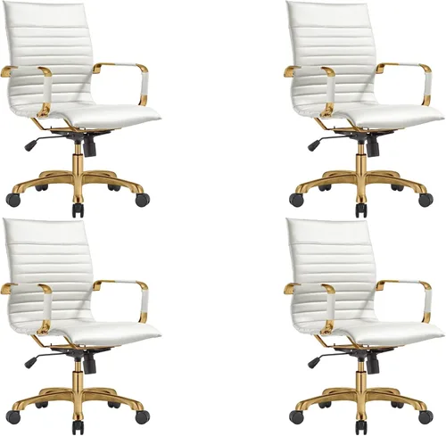 Miniatura 8 de LeisureMod Harris - Silla de oficina ejecutiva ergonómica moderna, silla de escritorio de piel con respaldo alto con altura ajustable, control