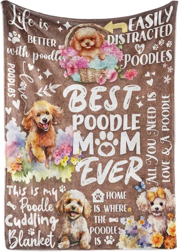 Huglanket Regalos de caniche para mujer, la mejor manta única de franela de caniche para mamá caniche, 50 x 65 pulgadas, agradable a la piel, regalo