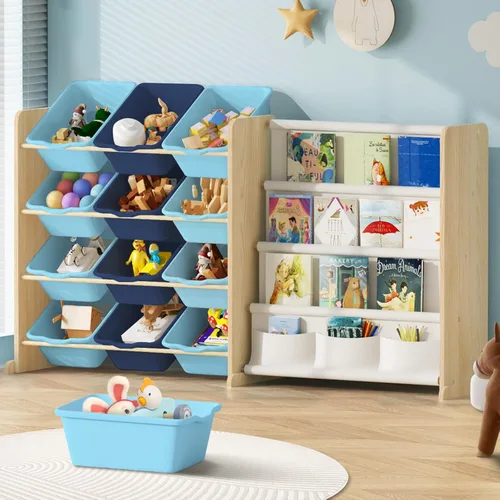 EXPERLAM Organizador de Almacenamiento de Juguetes para Niños - Almacenamiento de Juguetes con Estantería, Organizador de Juguetes con 12