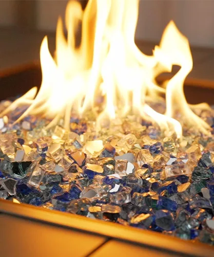 Miniatura 229 de NUPICK Vidrio de Fuego de 5 Libras, Vidrio Brillante para Fogata de 1/2 Pulgada, Roca de Vidrio Templado para Fogata para Propano o Gas Natural