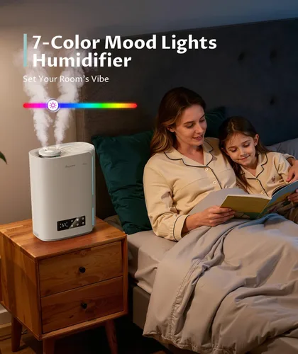 Miniatura 9 de BREEZOME - Humidificador de 6L para recámara, habitación grande y difusor de aceite esencial, humidificador ultrasónico de llenado superior y niebla