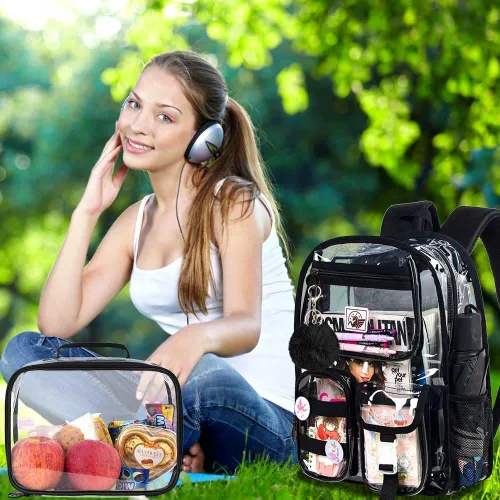 Miniatura 8 de Mochila transparente, resistente bolsa transparente para mujeres y hombres Heavy Duty